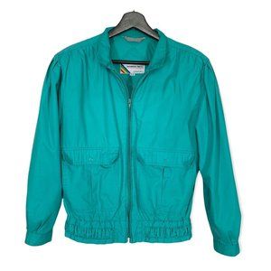 Vintage 80s Turquoise Members Only Zip Up Jacket Large